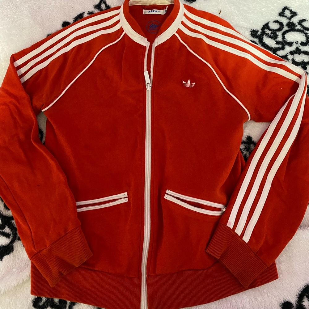 Red adidas track jacket